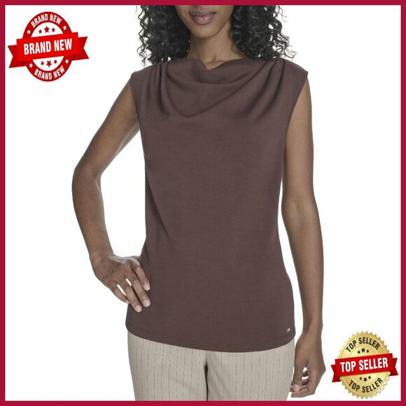 Tops - Drape Neck Sleeveless Knit Top, Soft Fabric, Versatile Wardrobe Essential